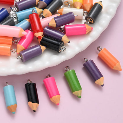 30-Piece Mixed Color Pencil Head Charms
