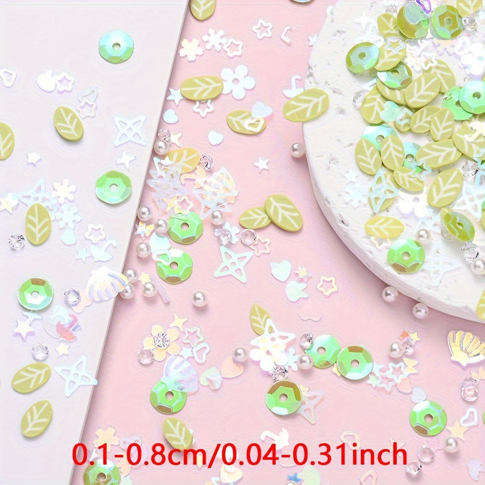 10g Green Pearlescent Bead & Sequin Mix