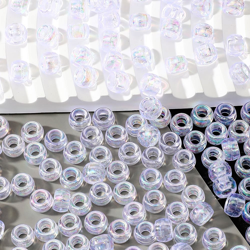 100pcs 5x9mm Shiny AB Color Acrylic Pony Beads