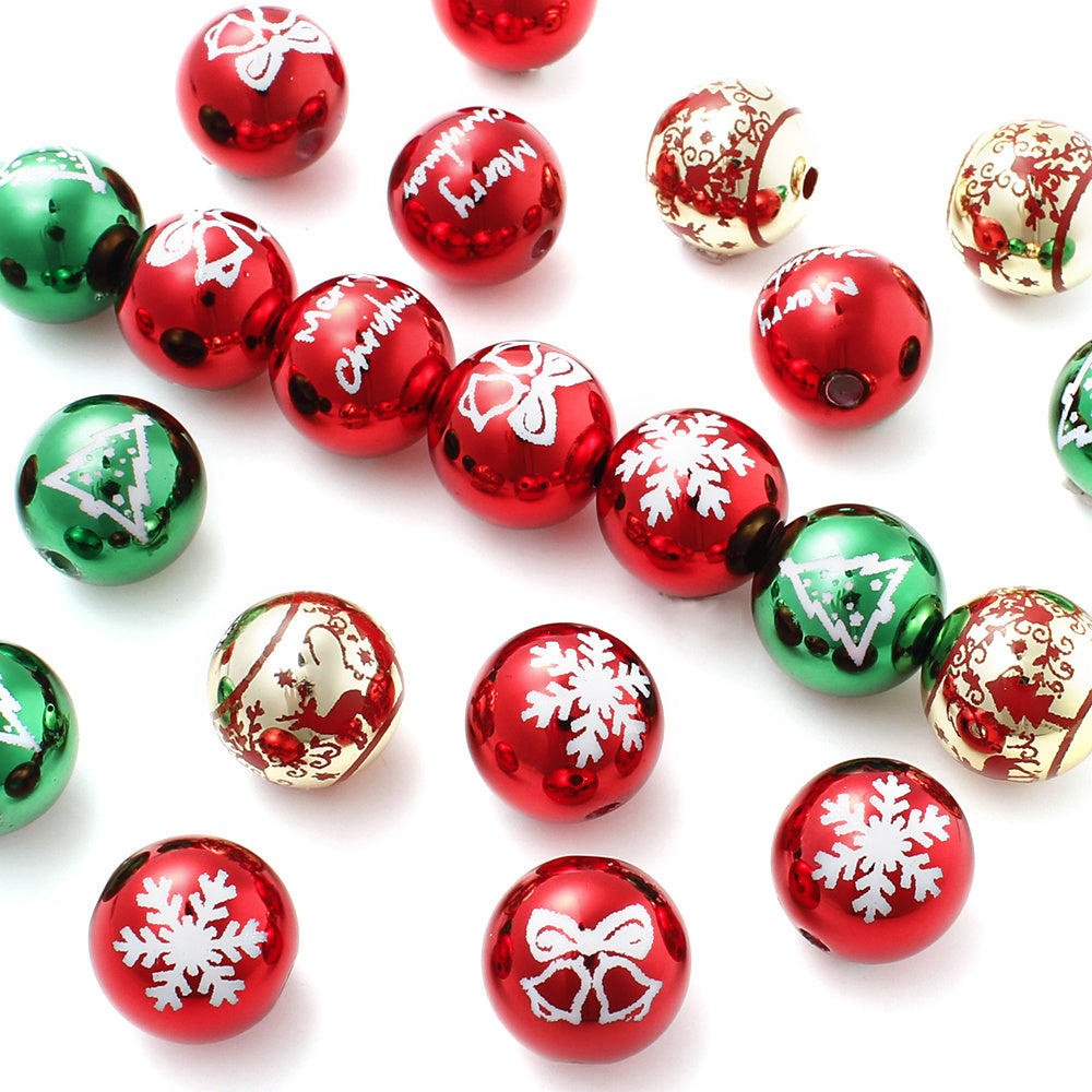 Patterned Round Acrylic Beads