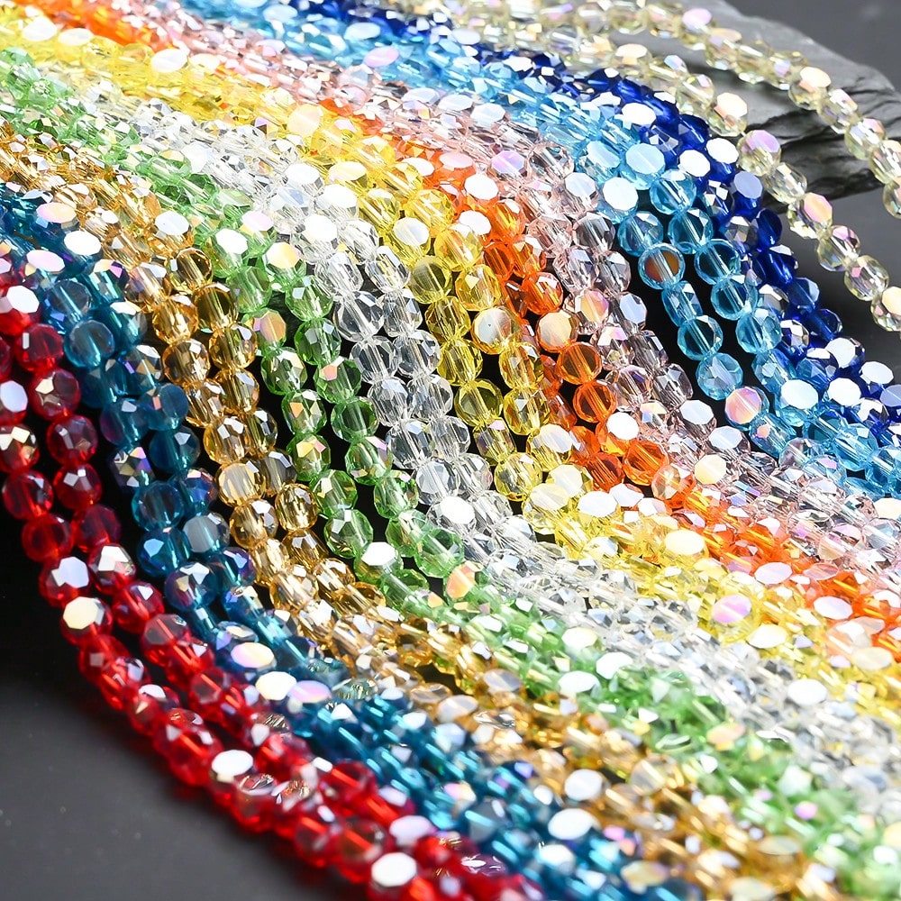 Multicolor AB Faceted Glass Beads