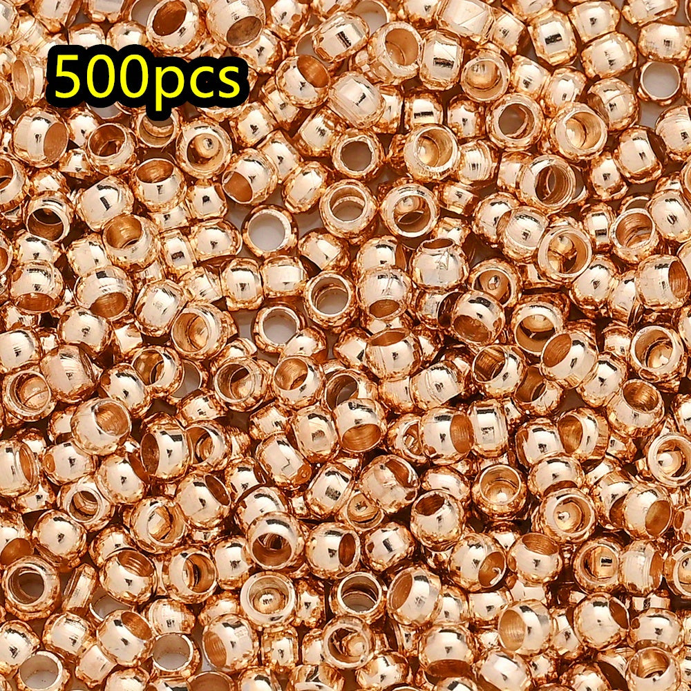 500pcs/lot 1.5/2/2.5/3mm Golden Copper Crimp Beads
