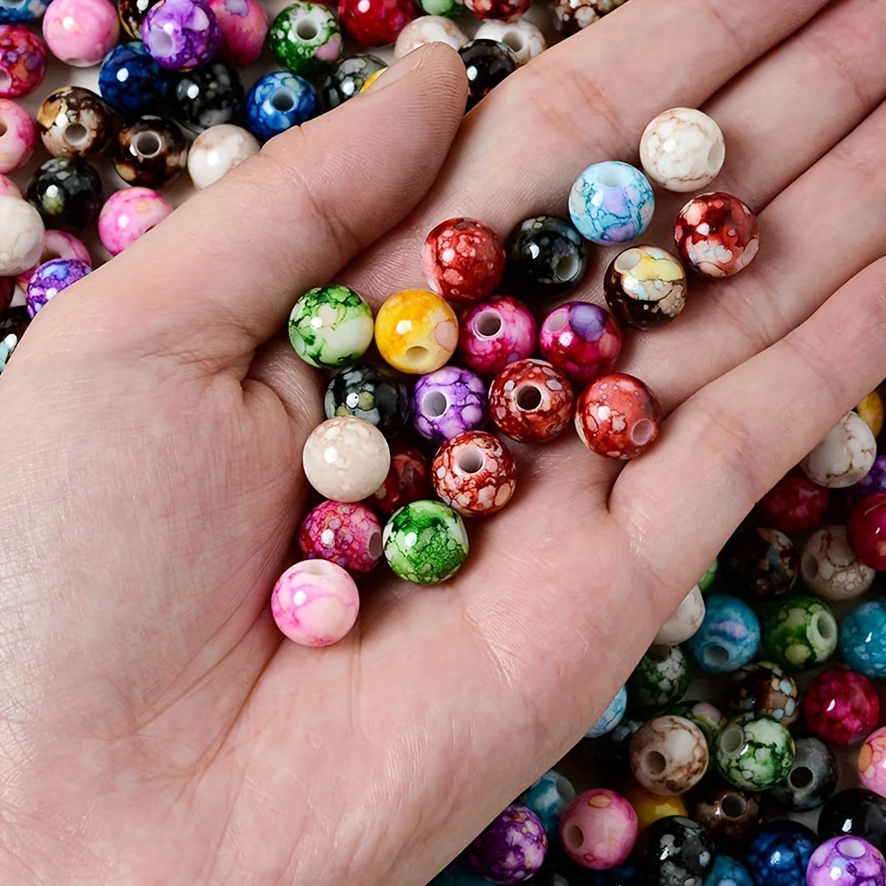 8 mm Mixed Color Cracked Acrylic Beads