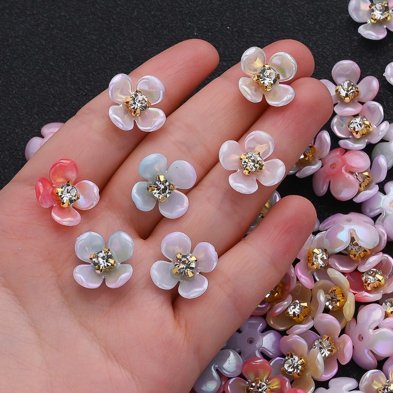 30pcs 15mm Gradient Acrylic Flower Beads