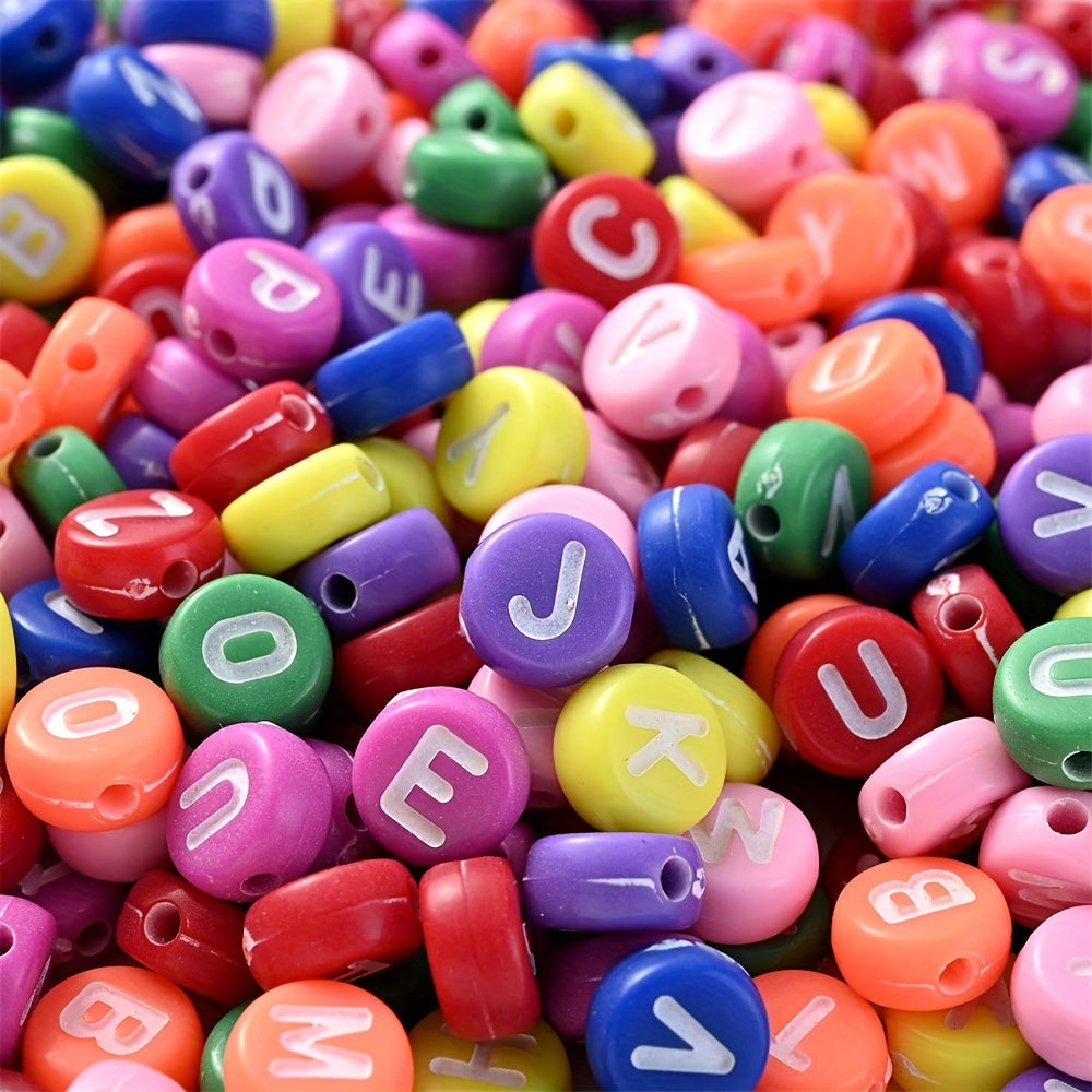 100PCS 4×7mm Heart-Shaped A-Z Letter Acrylic Bead Set