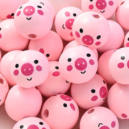10PCS 20mm Animal-Themed Wooden Bead Set