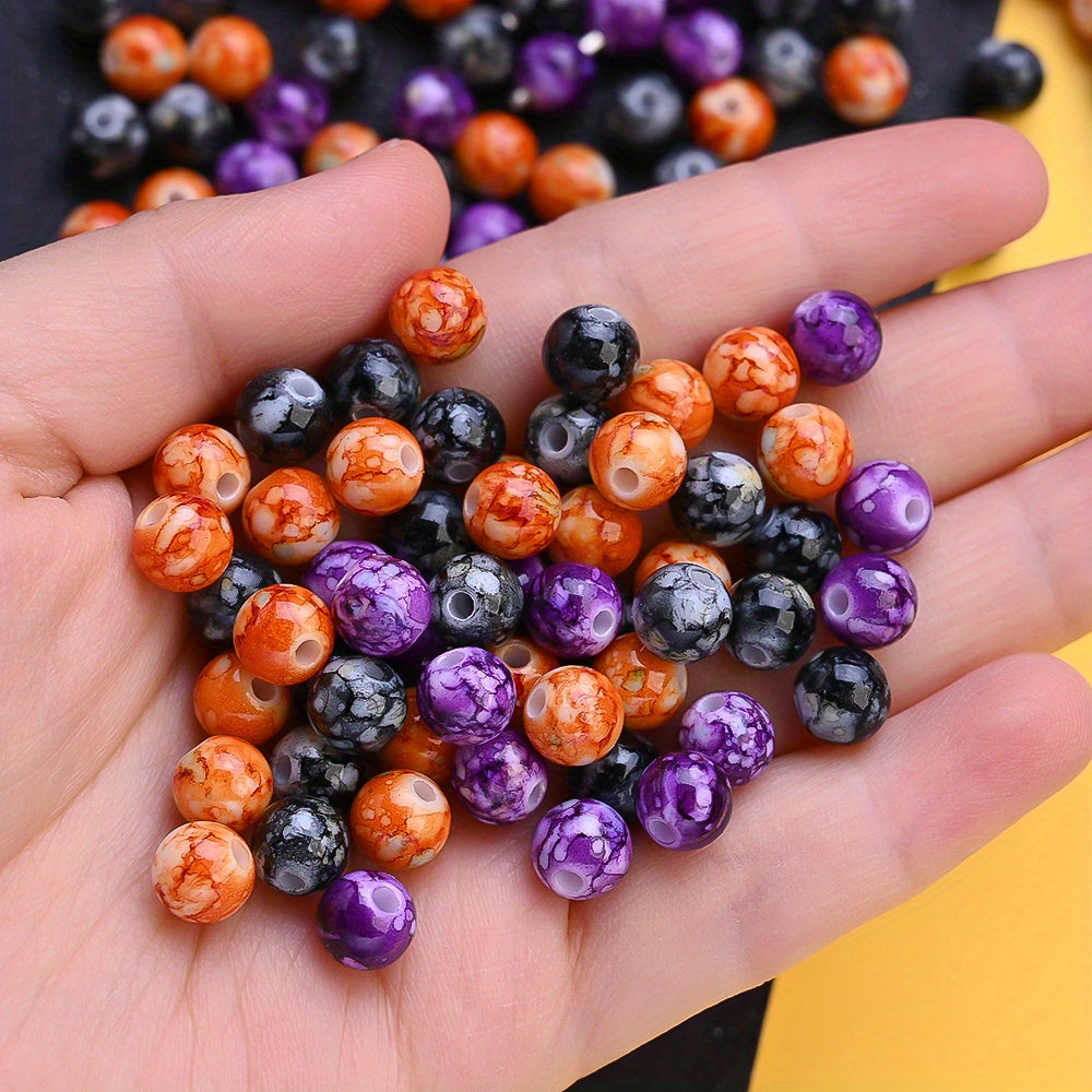 100pcs/set 8mm Halloween Color Round Beads