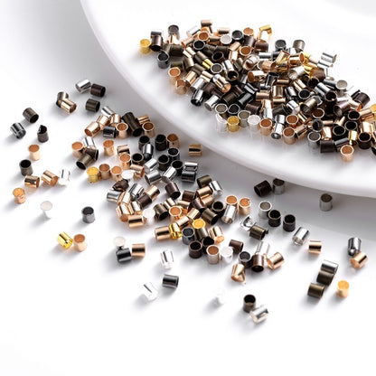 500pcs Golden & Silvery Copper Crimp End Beads