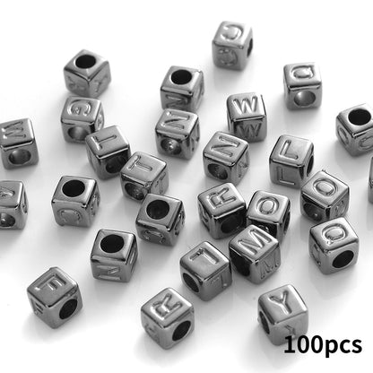 Retro Square CCB Letter Beads