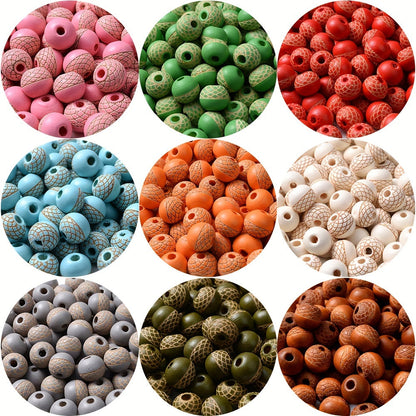 Mesh Round Wood Spacer Beads