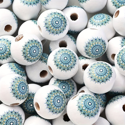 10PCS 16mm White Bohemian Wooden Spacer Bead Set