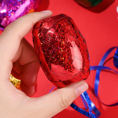 6PCS 1m Christmas Rugby-Shaped Plastic Decorative Ribbon Set