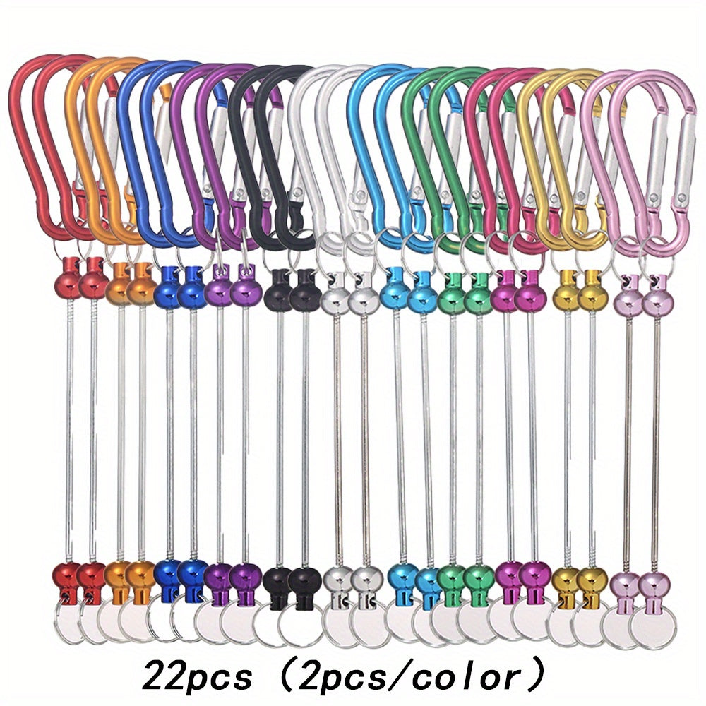 22-Piece Multicolor D-Shaped Beadable Keychain Hooks