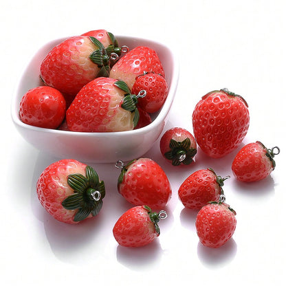 Red Strawberry Resin Charms