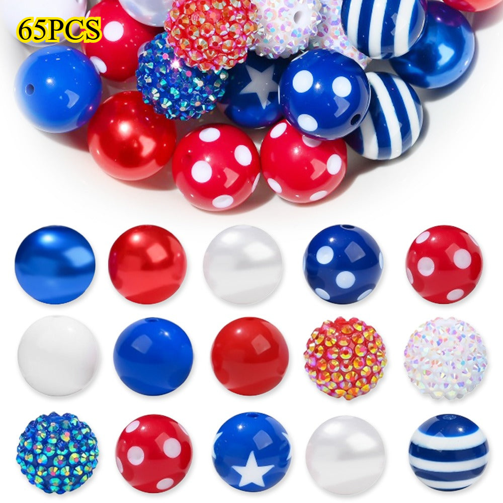 Patriotic Rhinestone Ball Beads
