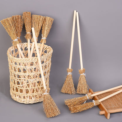 100-Piece Mini Artificial Straw Brooms with White Ropes