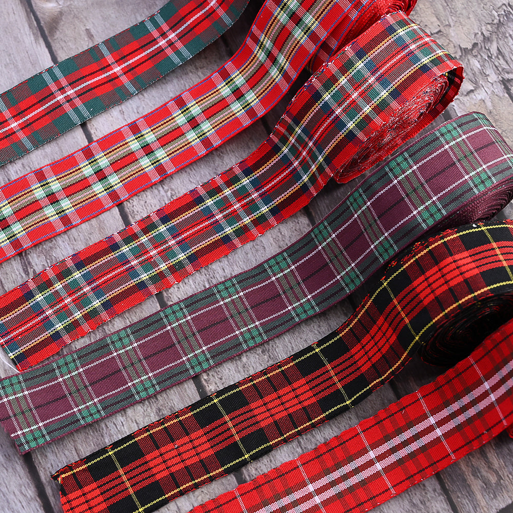 Christmas Plaid Polyester Ribbon