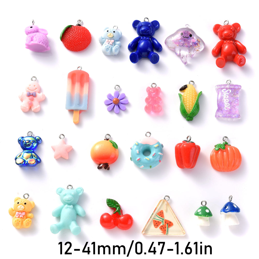 Resin Fruit & Novelty Charms Set