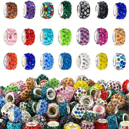 10pcs/lot Colorful European Style Rhinestone Spacer Beads