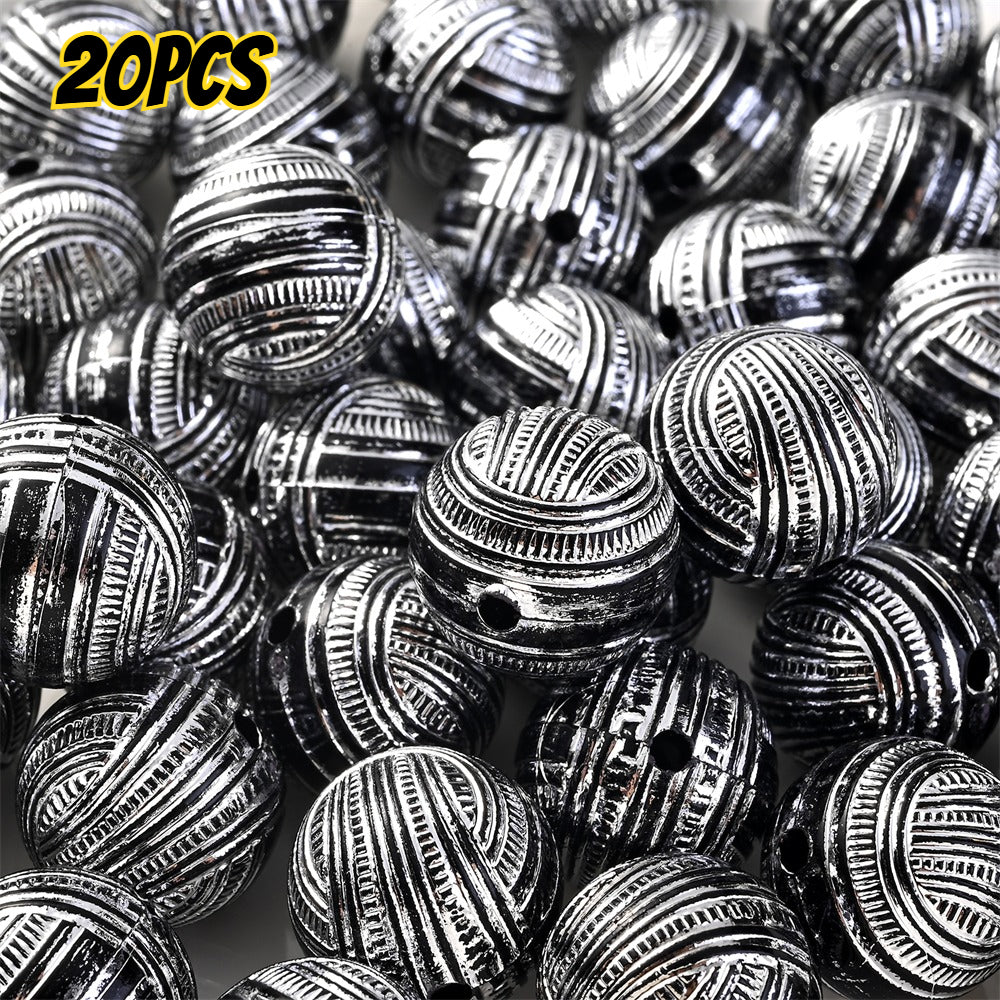 20pcs 16mm Mixed Color Line Round Acrylic Spacer Beads