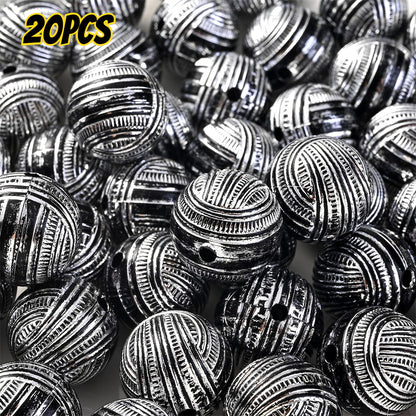 20pcs 16mm Mixed Color Line Round Acrylic Spacer Beads