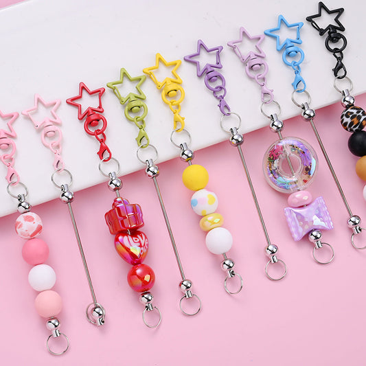 12PCS Star Lobster Clasp Beaded Keychain Set