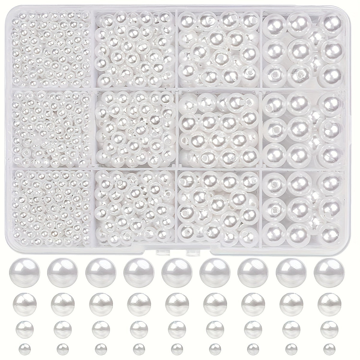 1095pcs/box White & Ivory Imitation Pearl Beads