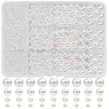 1095pcs/box White & Ivory Imitation Pearl Beads