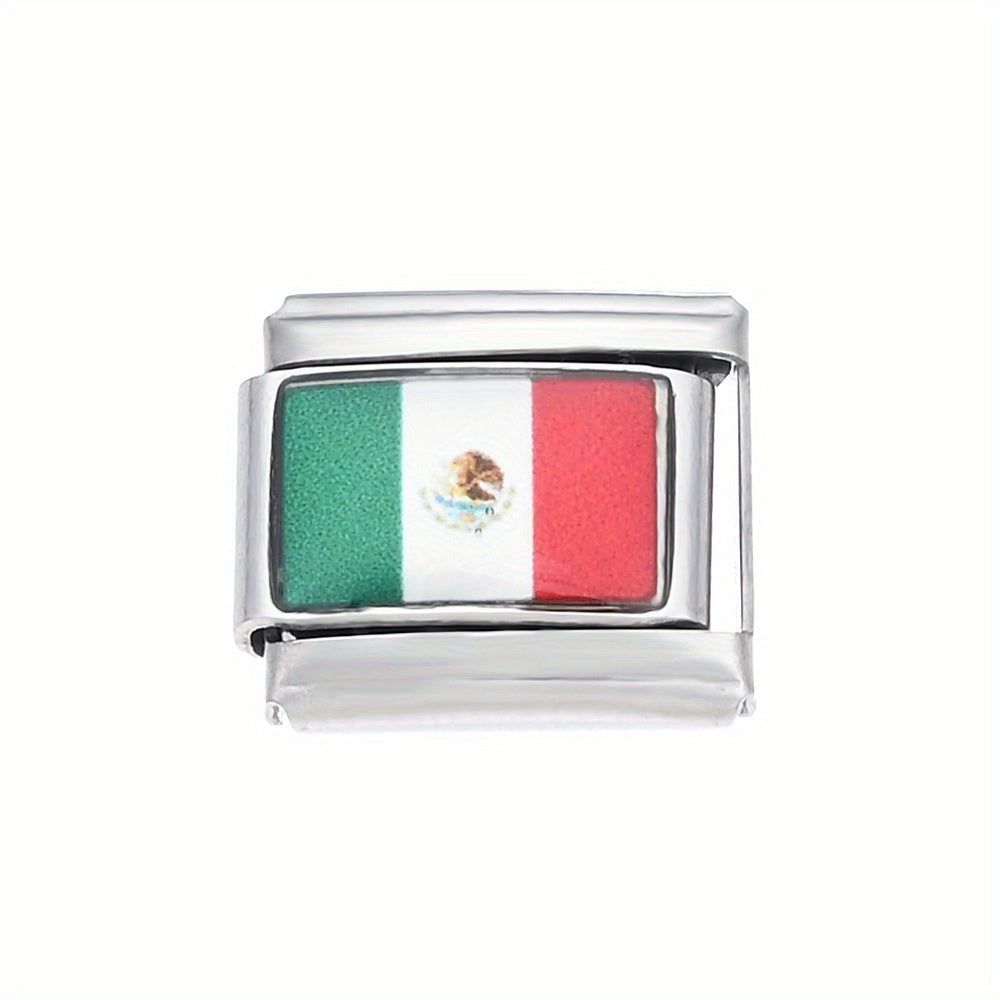 World Flag Alloy Bracelet Module