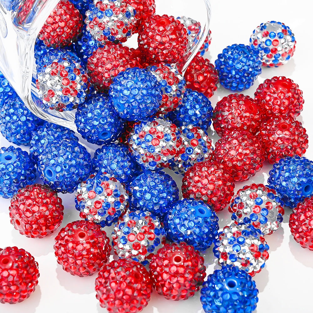 Patriotic Rhinestone Ball Beads