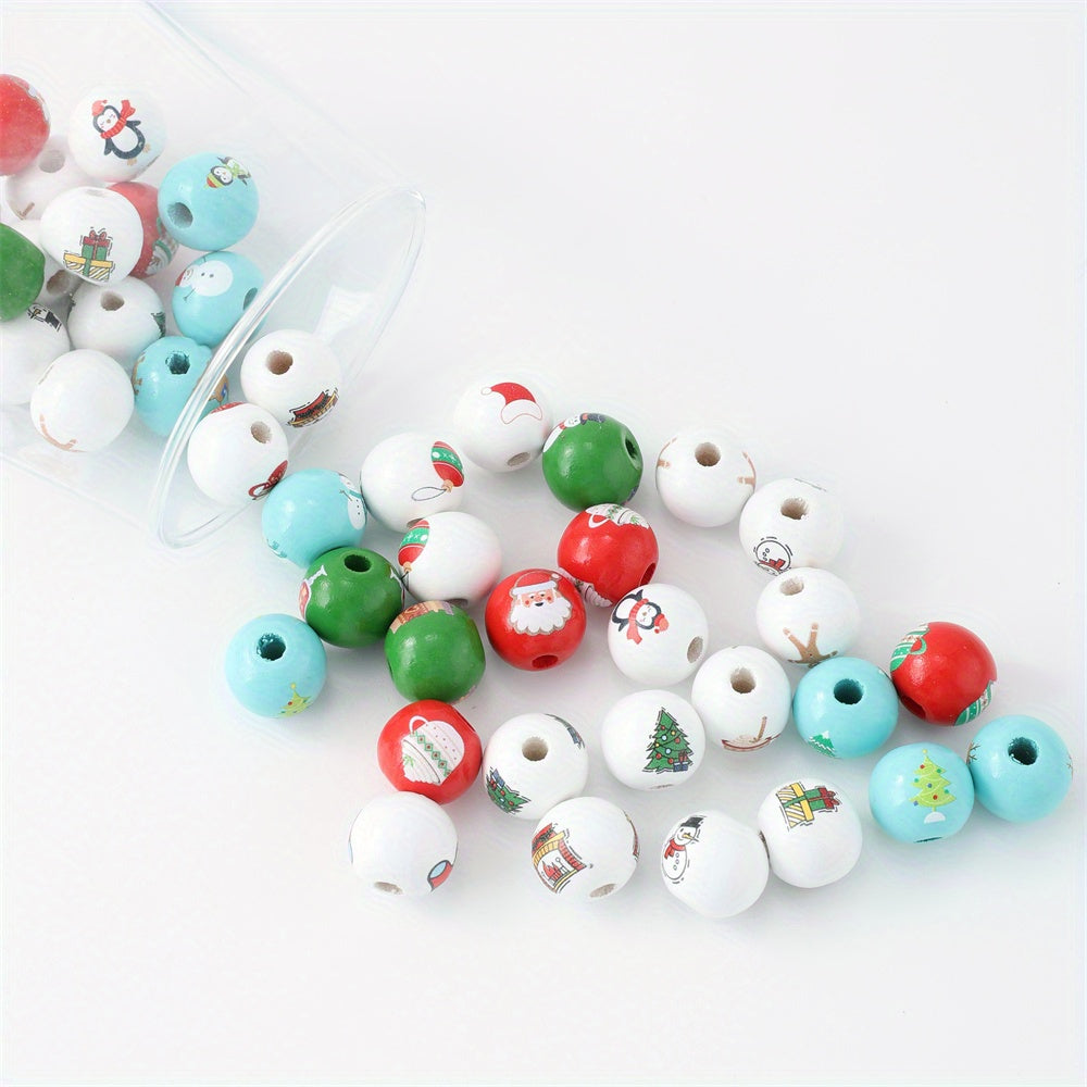 10pcs/set 16mm Christmas Wooden Beads
