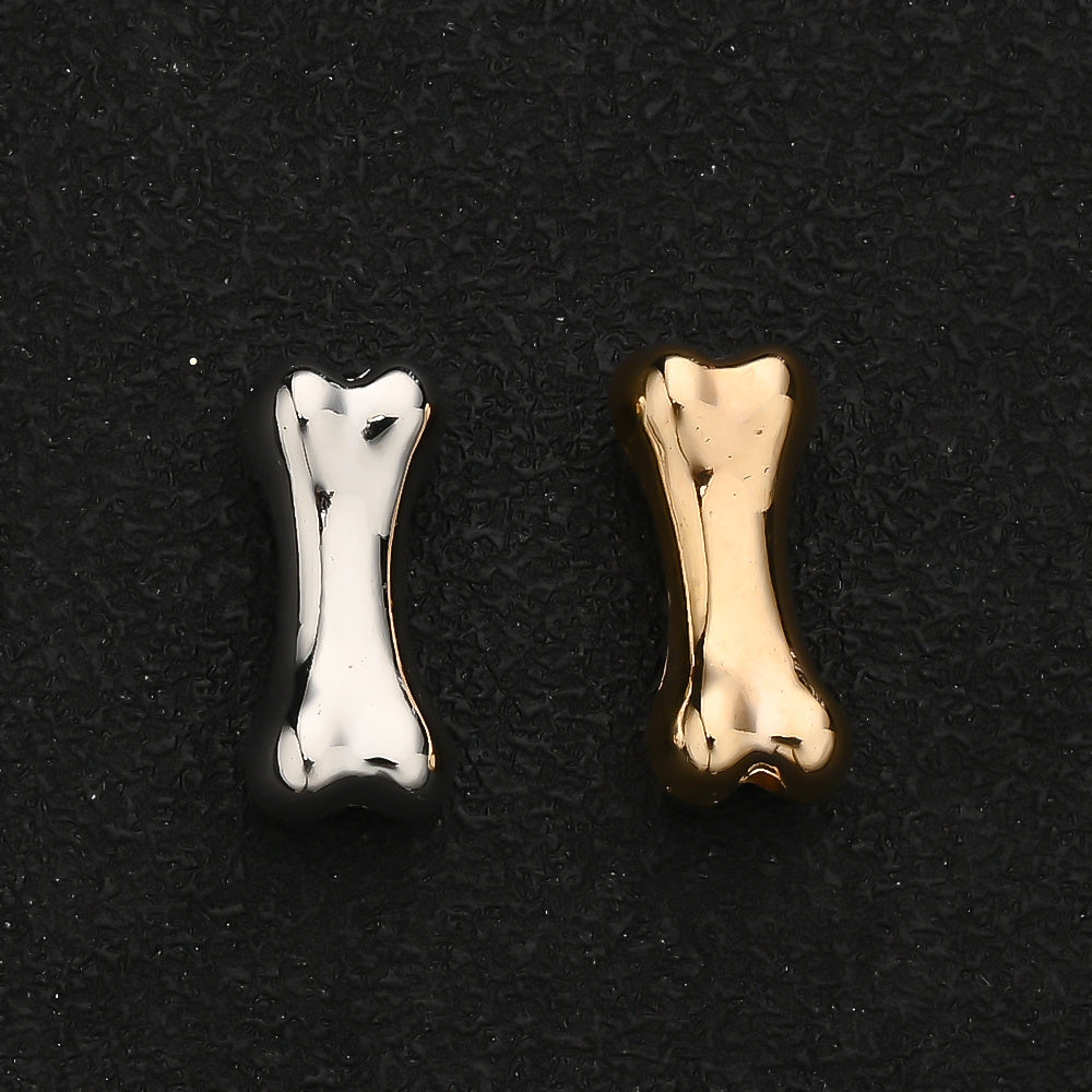 30/50pcs 15/20mm Golden & Silvery Bone-Shaped CCB Beads