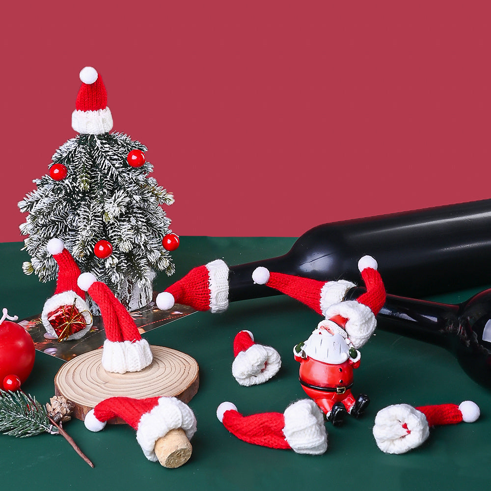 10PCS Mini Christmas Hat & Scarf Bottle Decoration Set