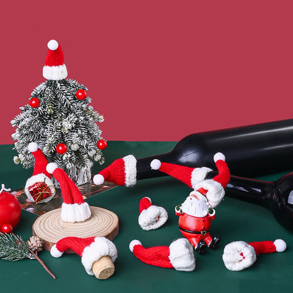 10PCS Mini Christmas Hat & Scarf Bottle Decoration Set