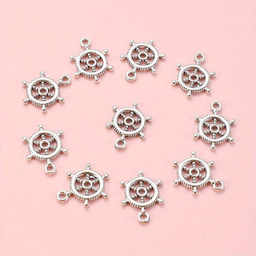20PCS 15×20mm Silver-Tone Rudder Alloy Pendants