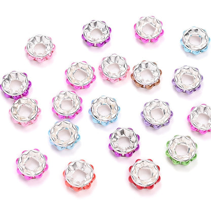 20PCS 12mm Round Acrylic & Rhinestone Spacer Bead Set
