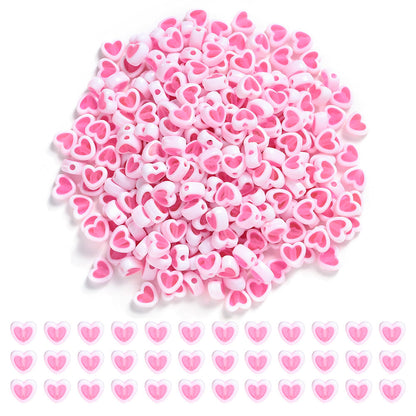 Pink Heart Acrylic Beads