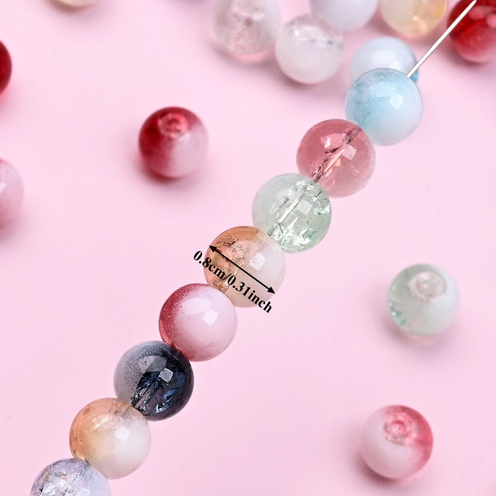 100pcs 8mm Translucent Crackle Glass Beads