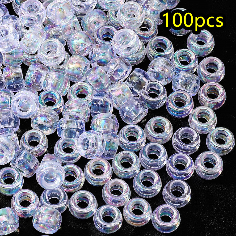 100pcs 5x9mm Shiny AB Color Acrylic Pony Beads