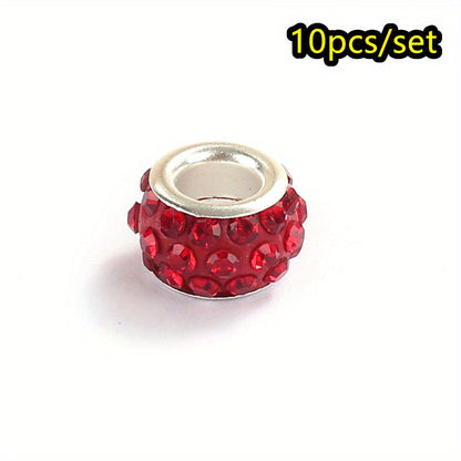 10pcs/lot Colorful European Style Rhinestone Spacer Beads
