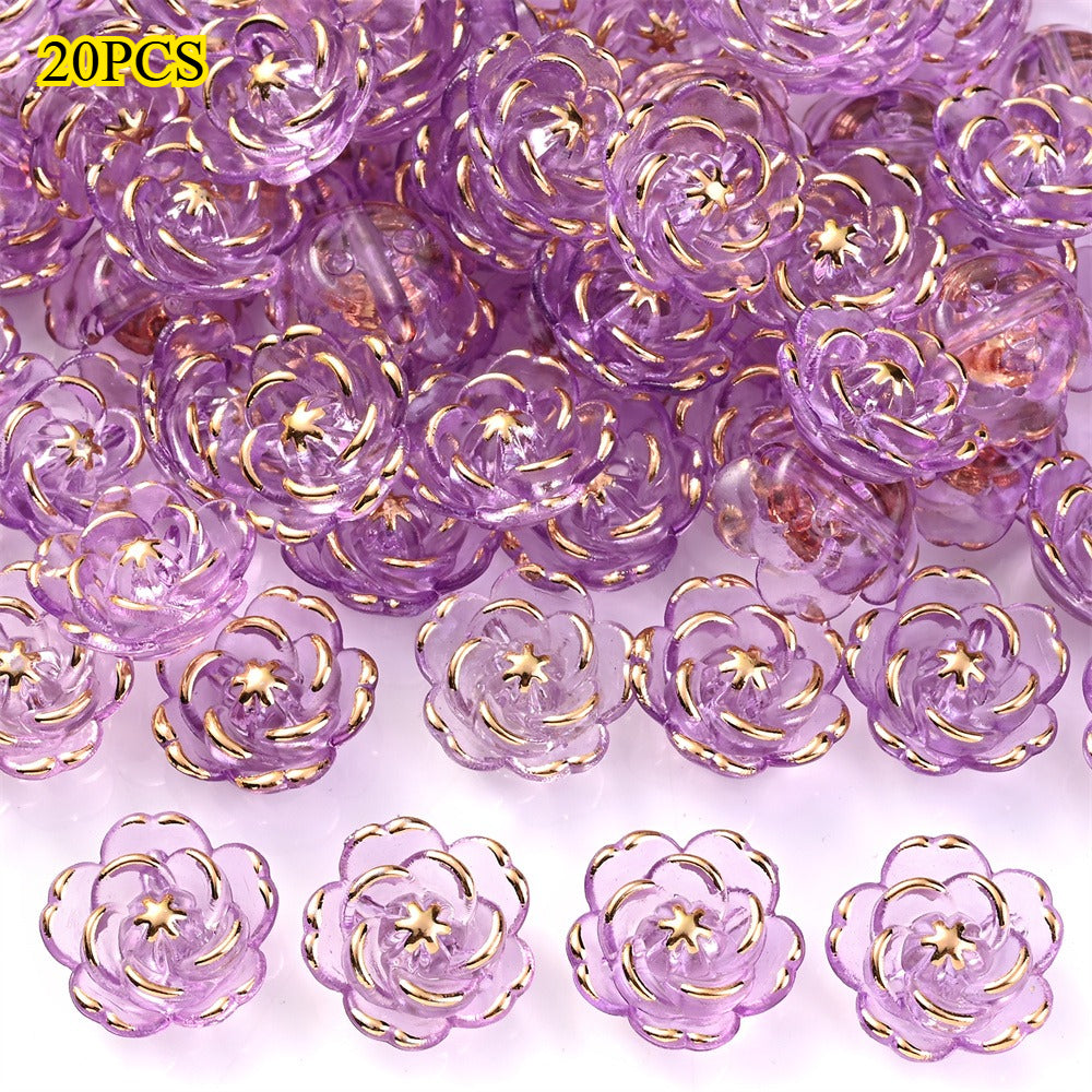 Transparent Camellia Flower Acrylic Beads