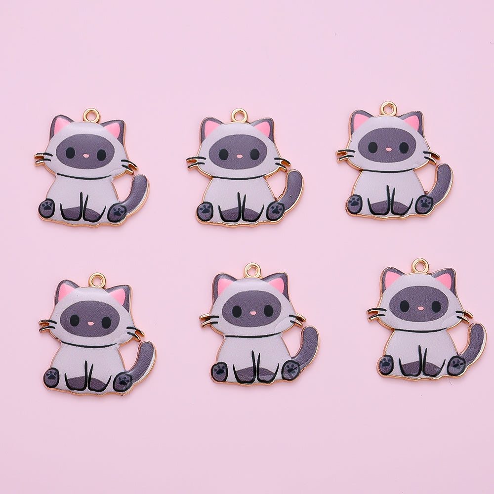 Enamel Cat Pendant Charms