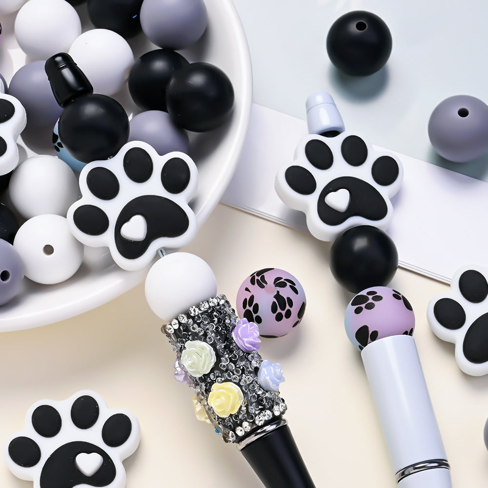 40PCS Paw Shape Silicone Bead Set