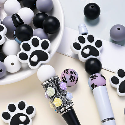 40PCS Paw Shape Silicone Bead Set