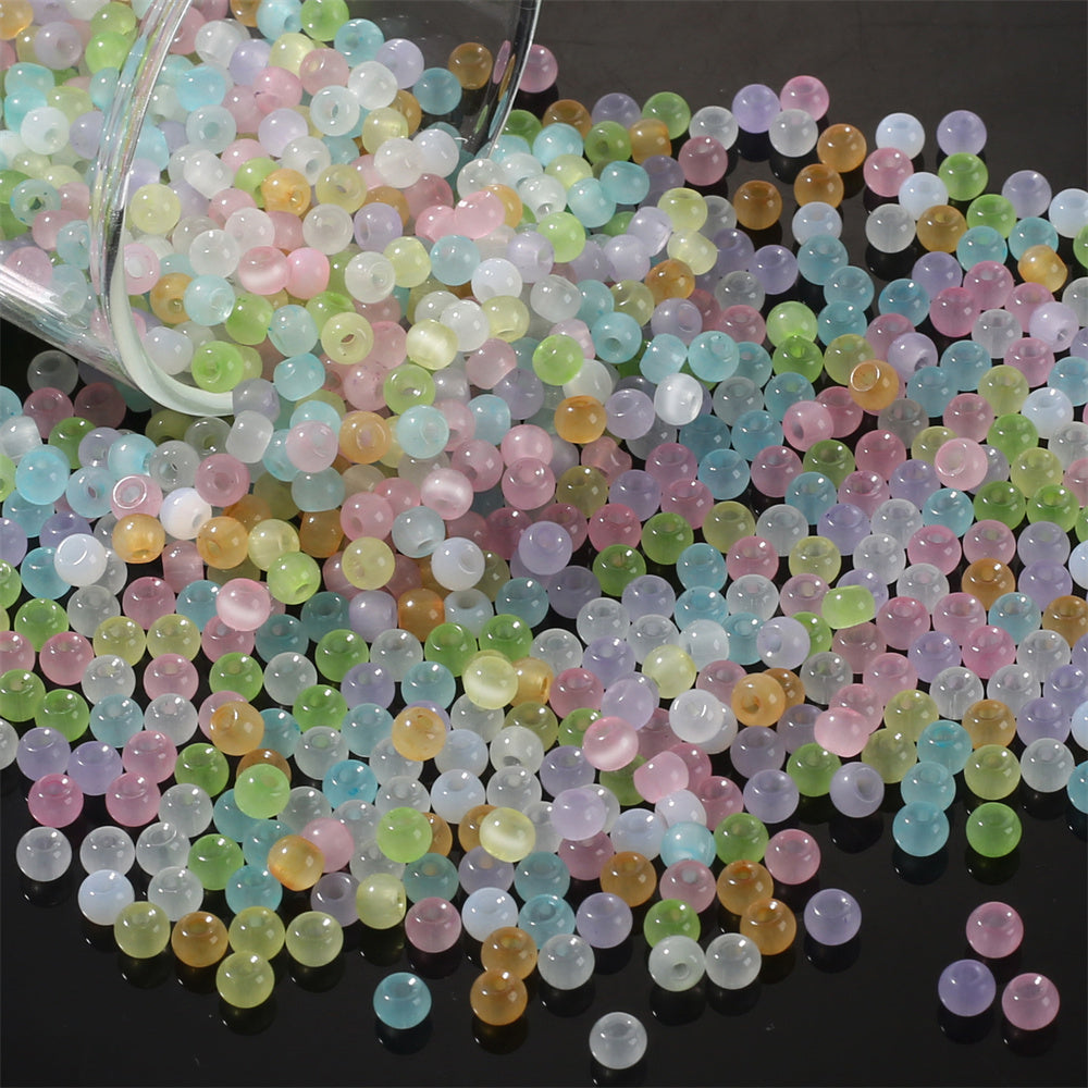 2000PCS 4mm Cat's Eye Round Glass Seed Beads