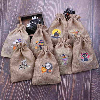 10PCS Reusable Halloween Drawstring Gift Bag Set