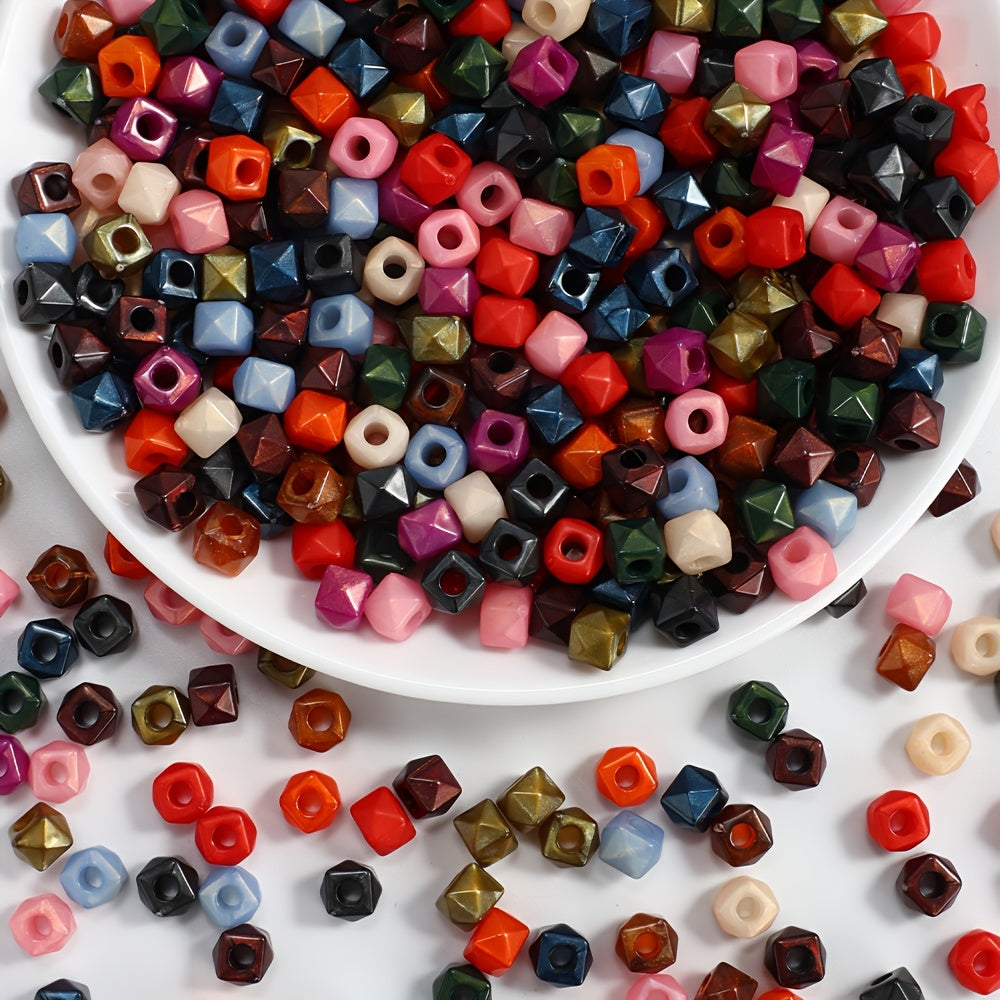 Mixed Color Square Polygonal Acrylic Beads