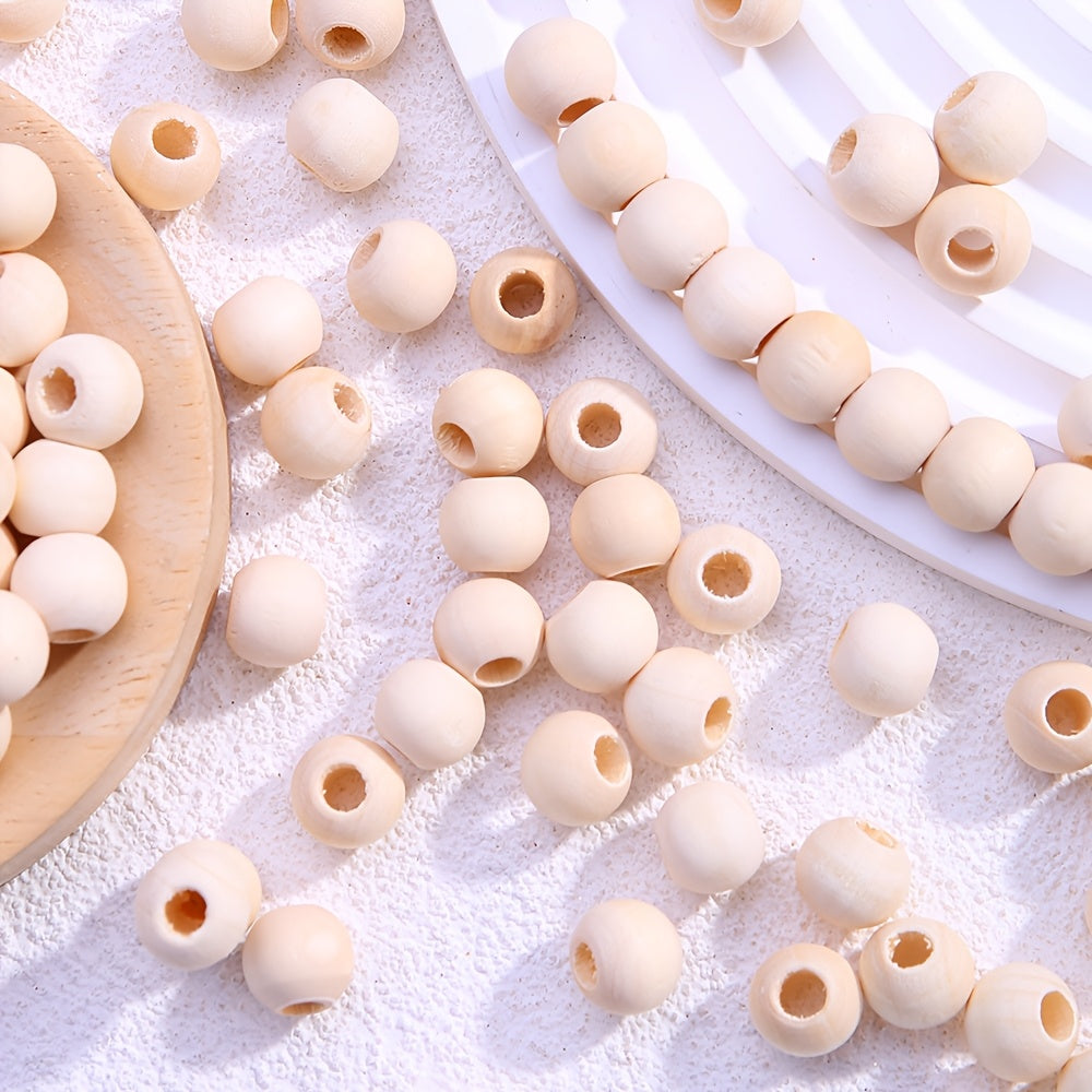 100-Piece 12 mm Large-Hole Unfinished Wooden Beads