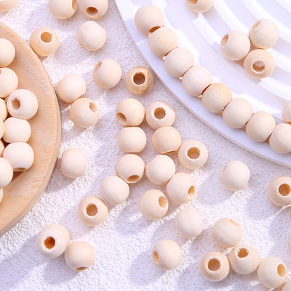 100-Piece 12 mm Large-Hole Unfinished Wooden Beads