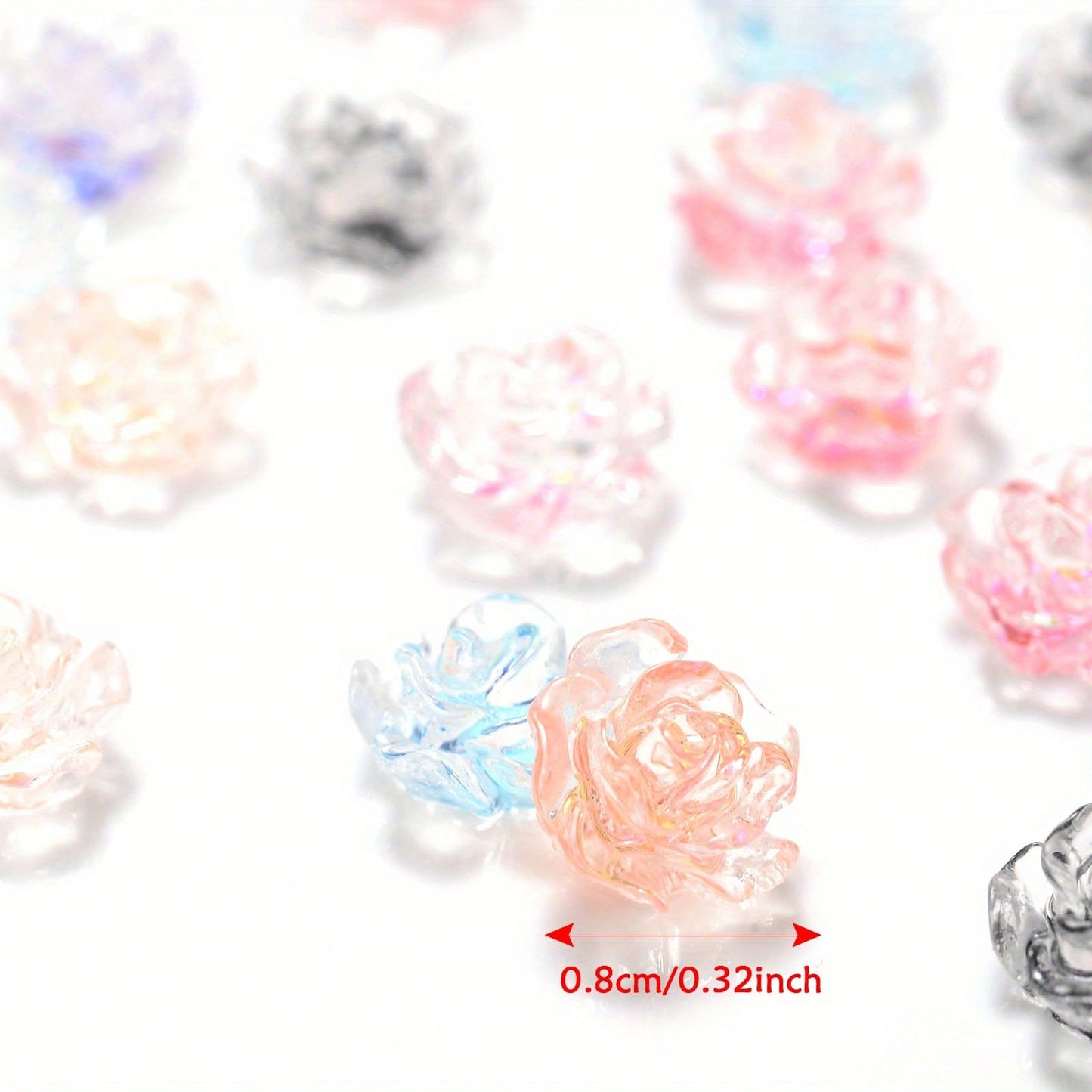 200pcs 8mm Acrylic Rose Beads